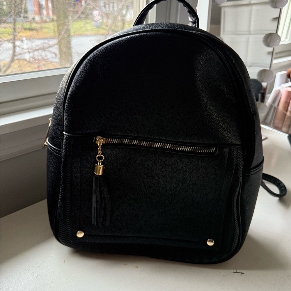 Black Leather Backpack